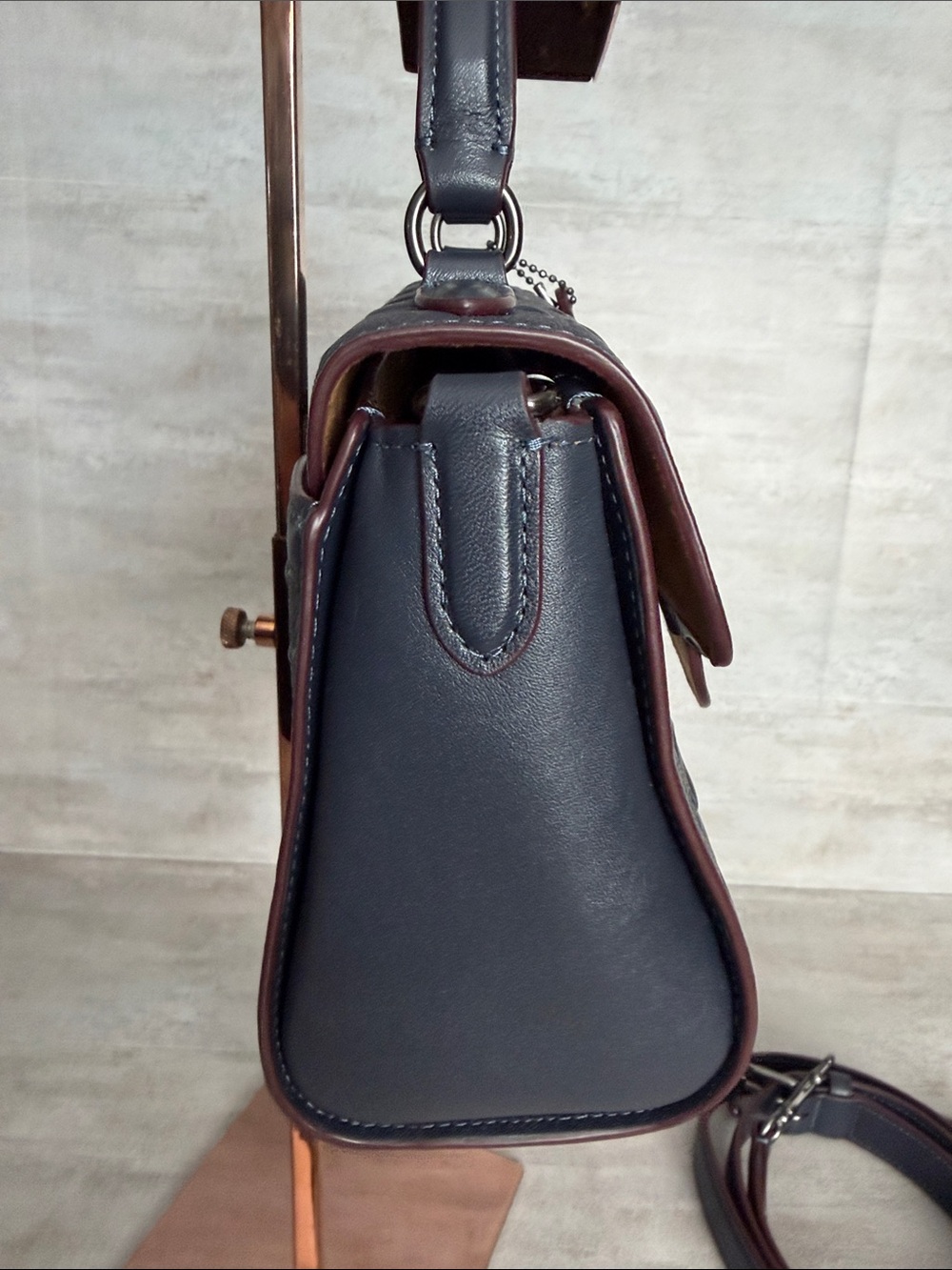 COACH Signature Leather Morgan Top Handle Satchel -  Midnight Navy. - Picture 5 of 16